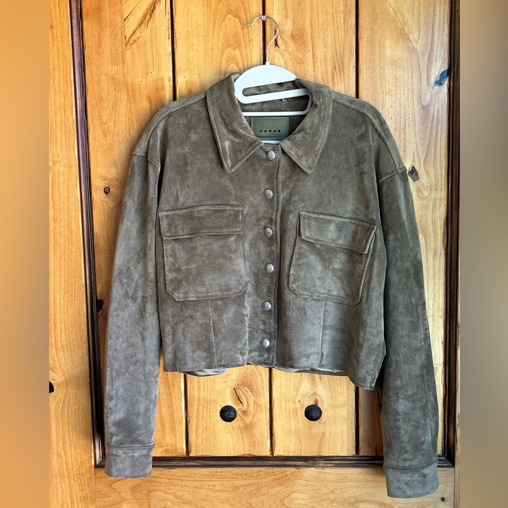BLANKNYC Velvet suede green jacket size M